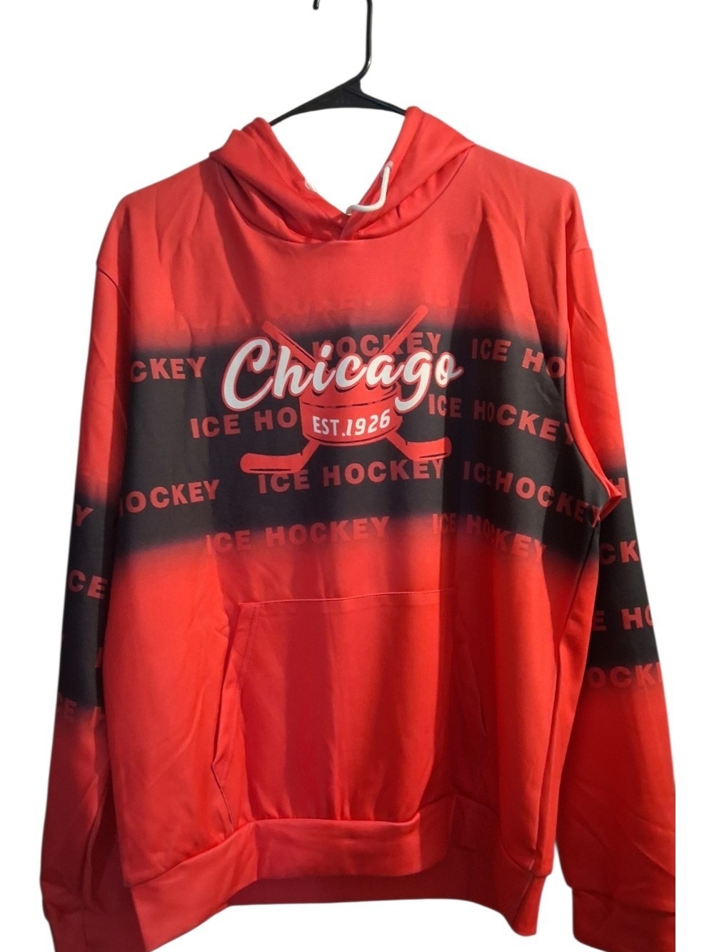 LuvXXL Color Block Hoodie in Red & Black Size Medium